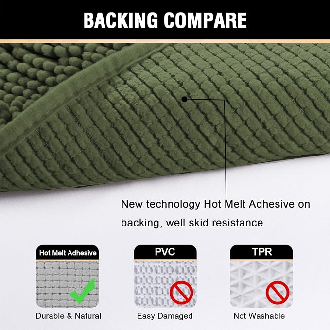 H.VERSAILTEX 20x32 Inch Loden Bath Mat Soft Shaggy Bathroom Rugs Non-Slip - Image 6