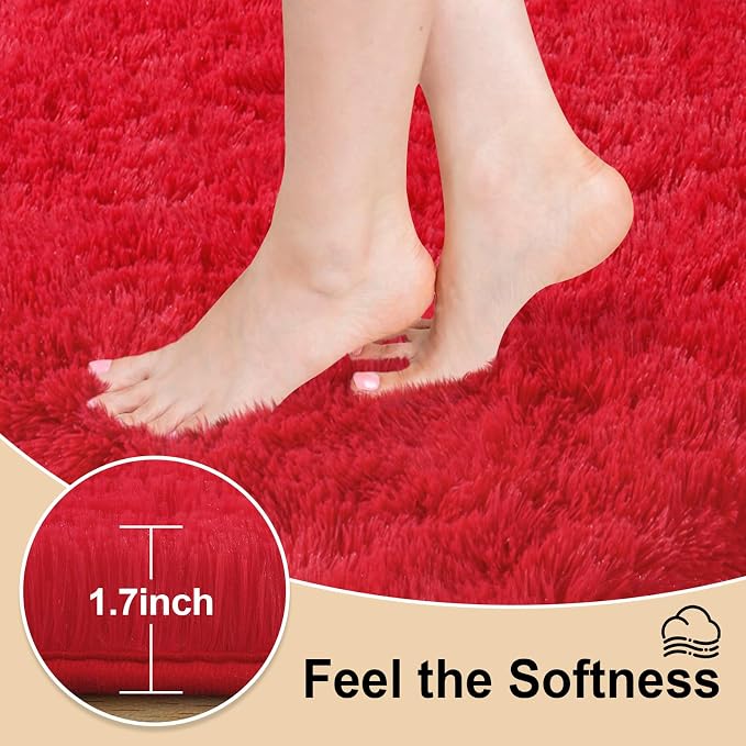 Mugorn Red Rugs for Living Room, 5x7 Large Fluffy Area Rugs for Bedroom - Image 4