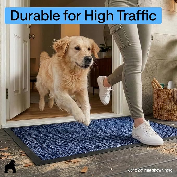 GORILLA GRIP 100% Waterproof All-Season WeatherMAX Doormat, US Designed Natural - Image 7