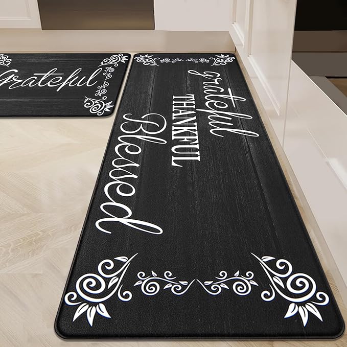 HEBE Anti Fatigue Kitchen Mat Set of 2 Non Slip Cushioned Kitchen Mats by HEBE