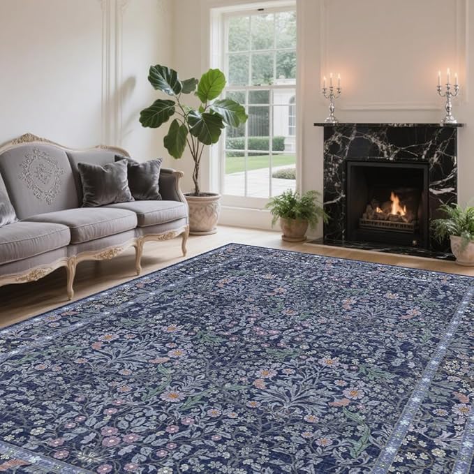 8x10 Washable Area Rugs for Living Room, Stain Resistant Vintage Rugs for - Image 4