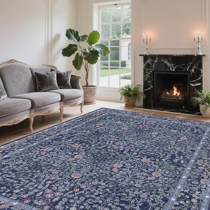 5x7 Washable Area Rugs for Living Room, Stain Resistant Vintage Rugs for Dining - Image 2