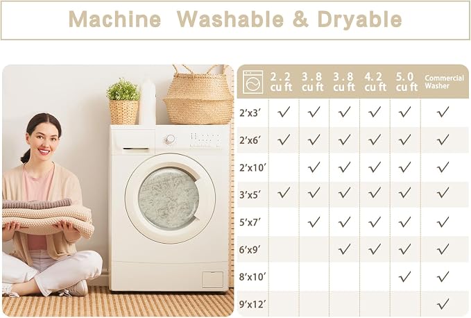 Srugn Washable Area Rug for Living, Bedroom & Dining Room, Ultra Soft Faux Wool - Image 9