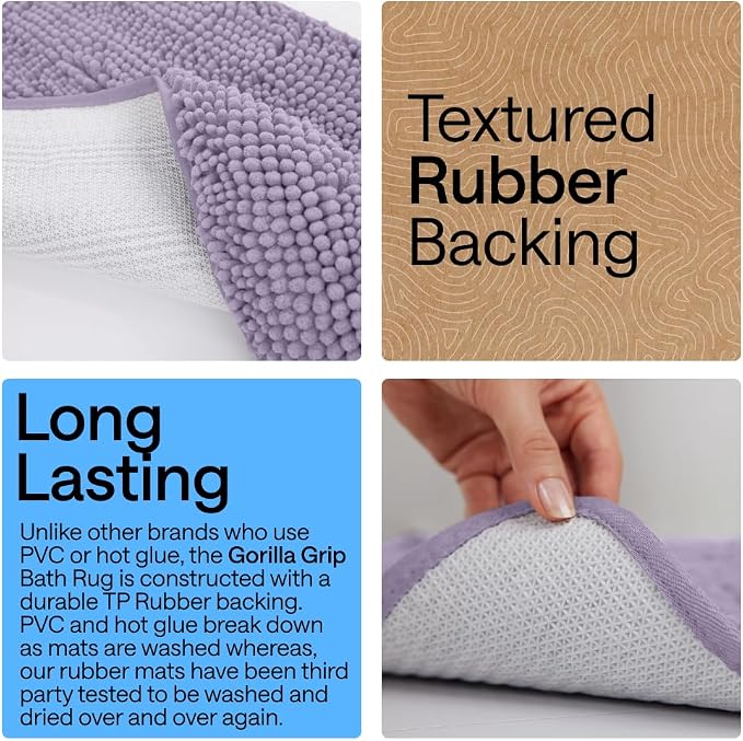 GORILLA GRIP Plush Absorbent Shaggy Chenille Bath Rug Mat - Image 4