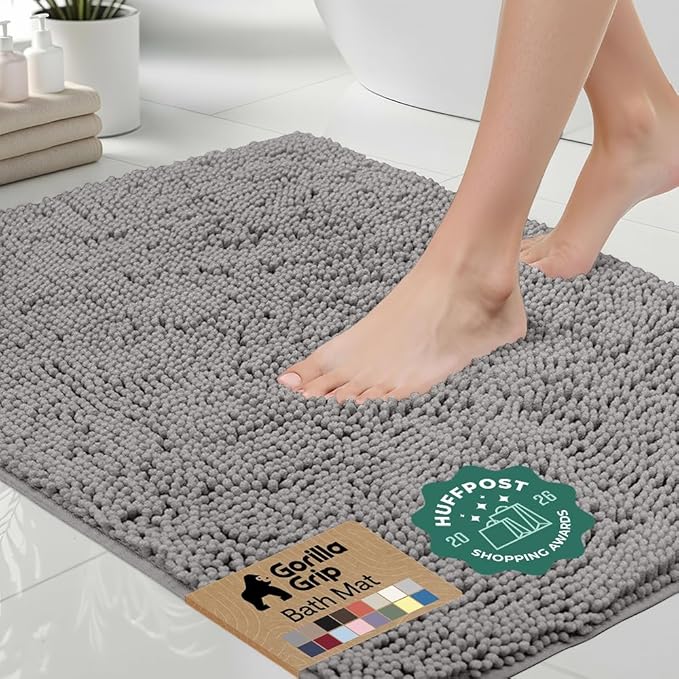 GORILLA GRIP Bath Rug Mat 70x24, Thick Soft Absorbent Chenille, Quick Dry by Unknown