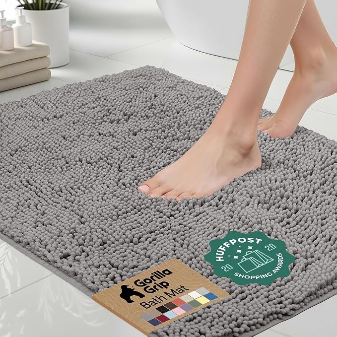 GORILLA GRIP Bath Rug Mat 60x17, Thick Soft Absorbent Chenille, Quick Dry by Unknown