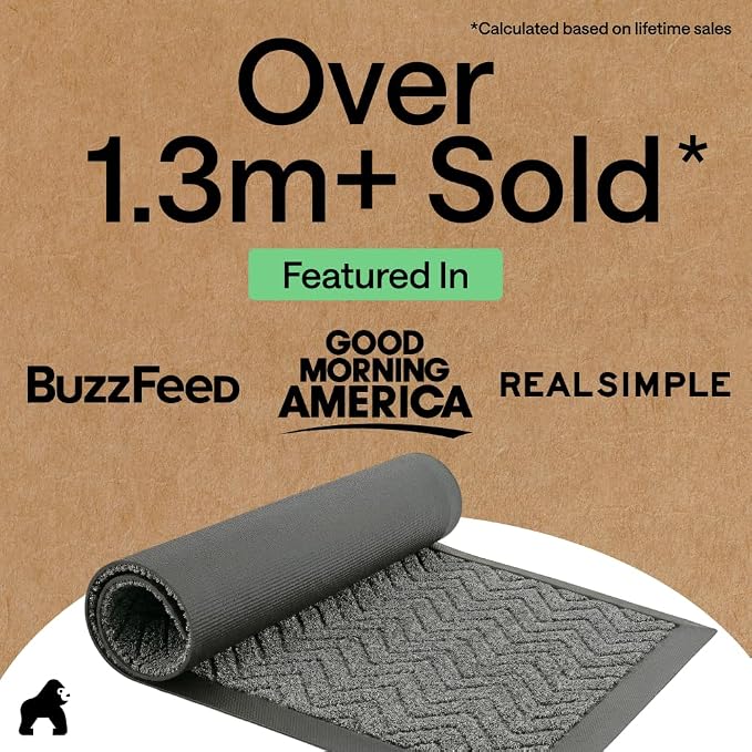 GORILLA GRIP 100% Waterproof All-Season WeatherMAX Doormat, US Designed Natural - Image 4