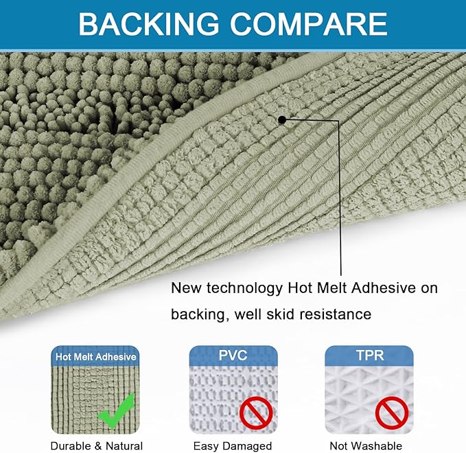 H.VERSAILTEX Bathroom Rug Sets 2 Piece Bath Mats Non Slip Thick Soft Chenille - Image 4