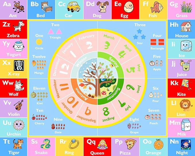 ABC Kids Rug for Playroom, 8x10 ft Alphabet Classroom Rug, Non-Slip Washable - Image 8