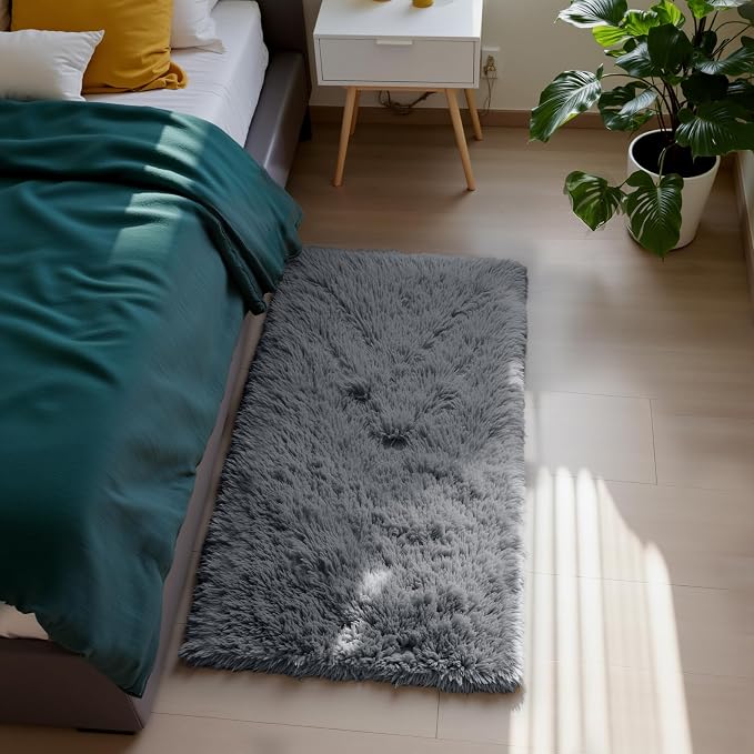 Fluffy Rug Shag Area Rug, Small Bedside Rug, Soft Fluffy Shag Entryway Throw - Image 3