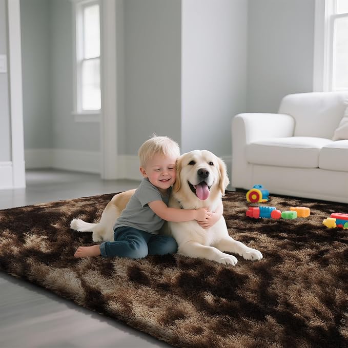 yongyangjuxin Fluffy Rug Shag Area Rug, Mottling Brown 8x10 Area Rugs - Image 5