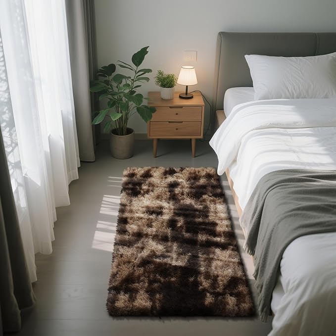 Fluffy Rug Shag Area Rug, Mottling Brown 2x4 Area Rugs by Yongyangjuxi