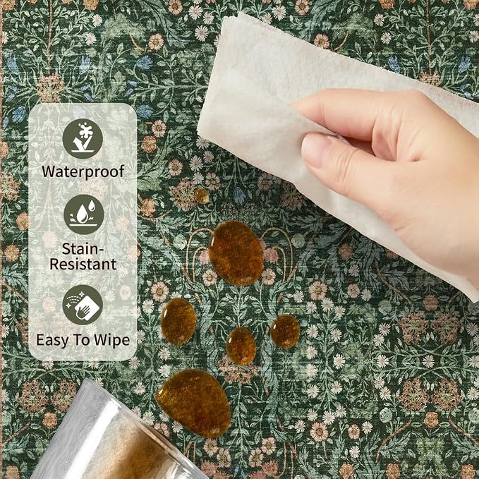 Rugxara Entryway Rug Door Mat, Washable Samll 2x3 Rug, Boho Green Front Door Mat - Image 8