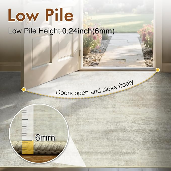 2x6 Ft Washable Runner Rug, Non-Slip Low Pile Hallway Kitchen Area Rug - Image 7