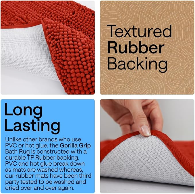 GORILLA GRIP Bath Rug Mat, Thick Soft Absorbent Chenille, Quick Dry Microfiber - Image 3
