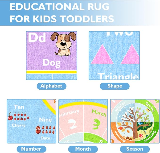 ABC Kids Rug for Playroom, 3x5 ft Alphabet Small Classroom Rug, Non-Slip - Image 5