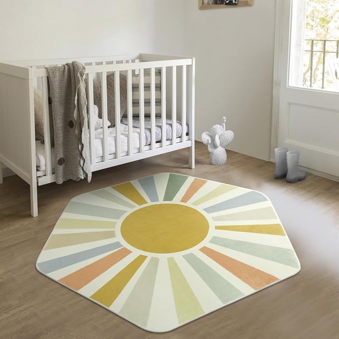 STARUIA Boho Washable Rug for Kids Play Room, Ultra Soft Non-Slip Sunshine - Image 6
