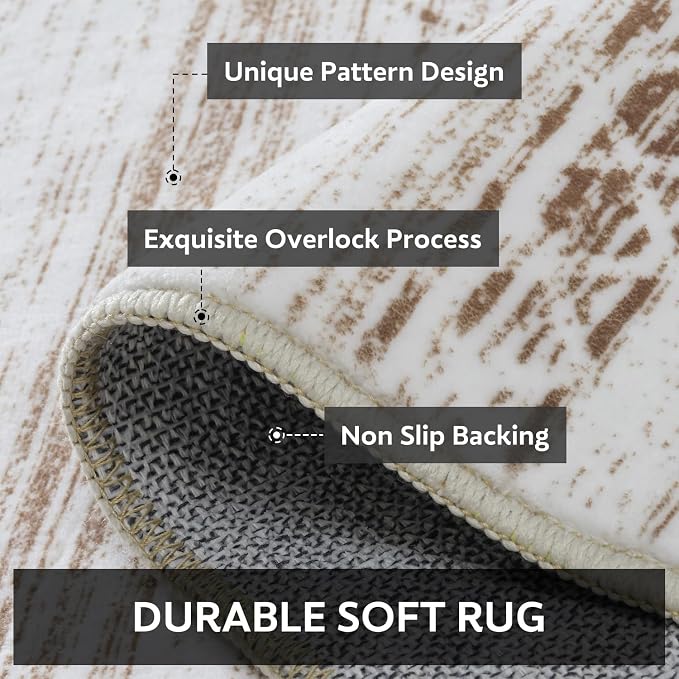 4x6 Area Rugs for Living Room Machine Washable Rug Distressed Indoor Carpet - Image 5