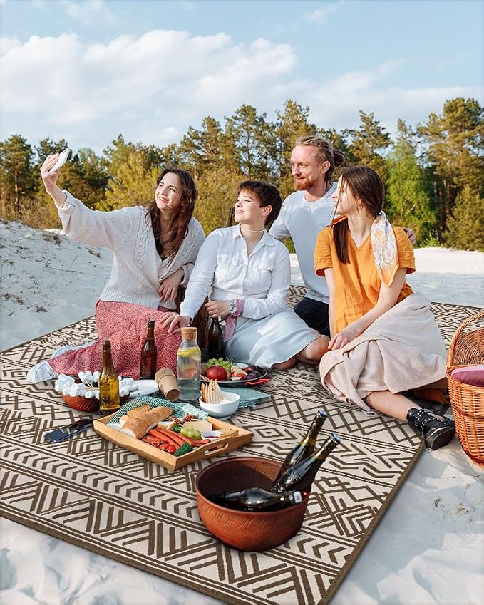 Outdoor Rug Carpet 9x12 ft, Flatweave Textured Outdoor Patio Rug Non Slip - Image 6