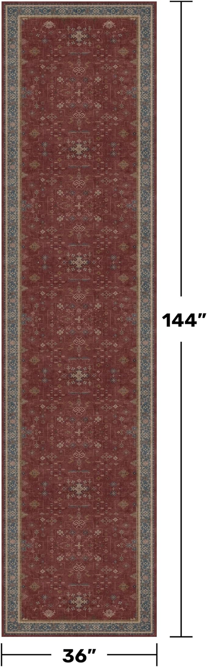 Large Burgundy 3x12 Long Runner Rug - Image 2