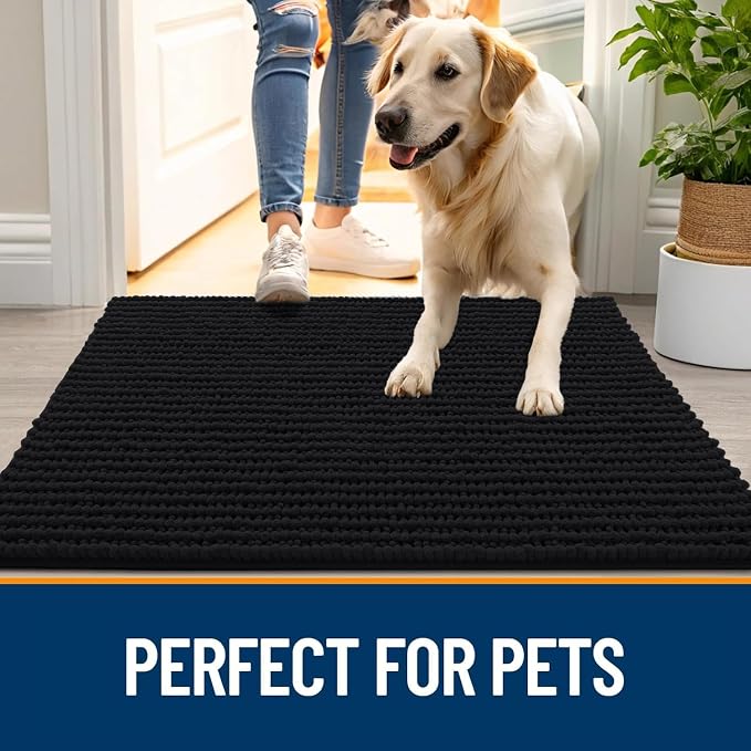 OLANLY Dog Door Mat for Muddy Paws 36x24, Ultra Absorbent Chenille Mud Doormat - Image 6