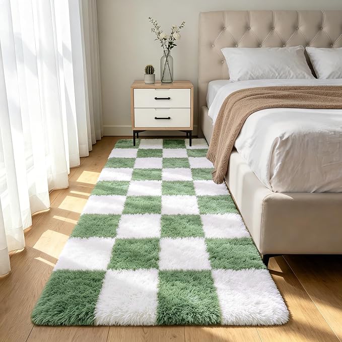 Shag Runner Rug for Bedroom Living Room 3x7 Upgrade Non-Slip Fluffy Soft by Boshengya