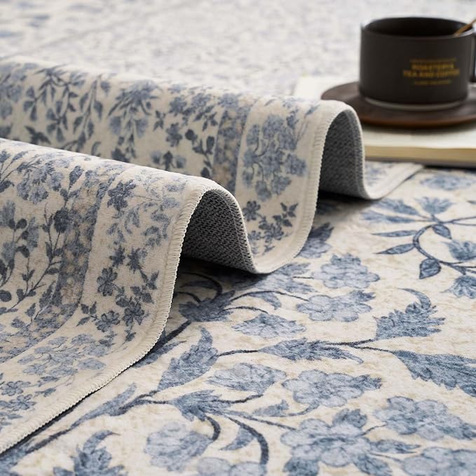 jinchan Zenith Floral Runner Rug 3x8 Washable Kitchen Runner Non-Slip Low-Pile - Image 8
