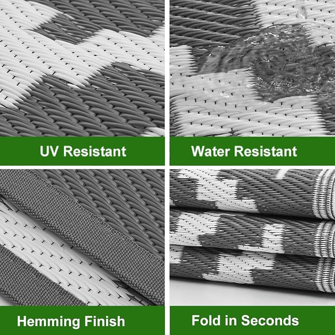 RURALITY Outdoor Rugs 5x8 Feet for Patios Clearance, Plastic Straw Waterproof - Image 4