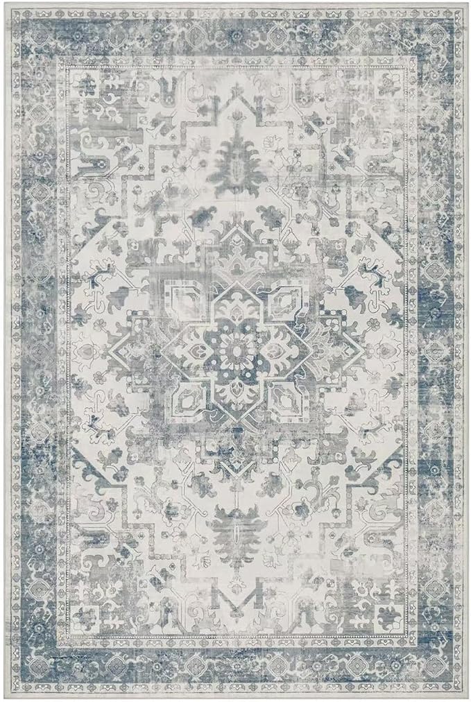 Rugxara 10x14 Extra Large Washable Area Rug, Soft Neutral Vintage Boho Rug - Image 9