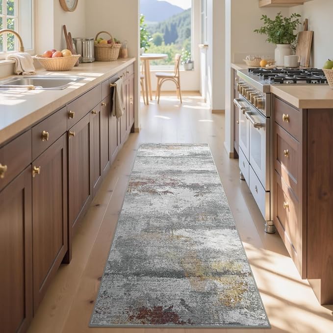 2x6 Ft Washable Runner Rug, Non-Slip Low Pile Hallway Kitchen Area Rug - Image 4
