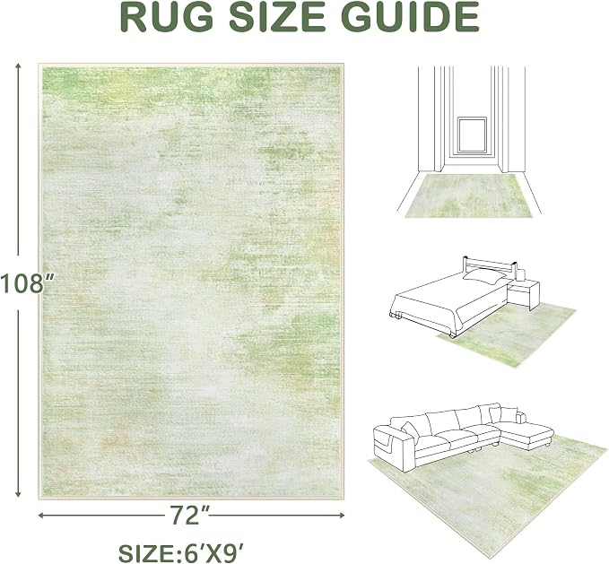 Area Rugs 6x9 Living Room: Washable Rug Modern Abstract Large Rugs Soft Non - Image 2