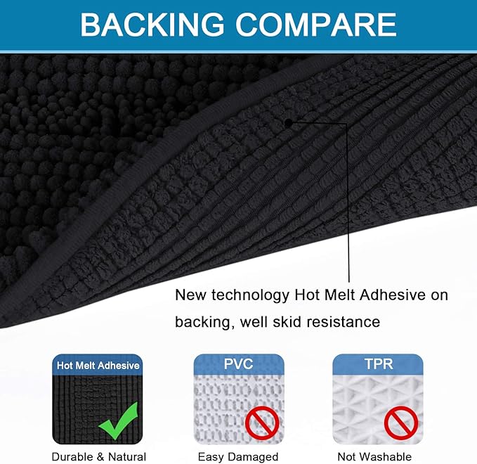 H.VERSAILTEX Bath Rugs for Bathroom Non Slip Bath Mats Extra Thick Chenille - Image 4