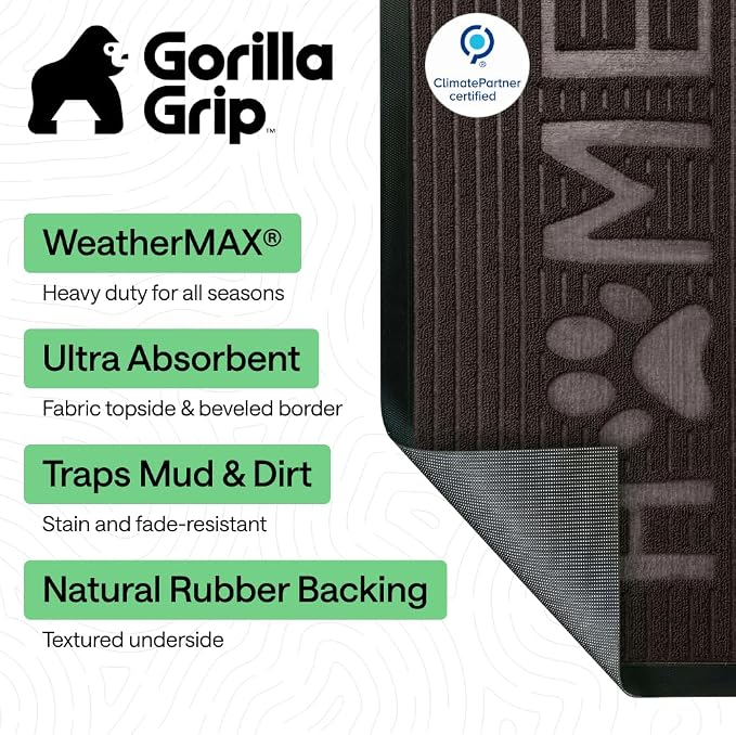 GORILLA GRIP 100% Waterproof All-Season WeatherMAX Doormat US Designed Natural - Image 2
