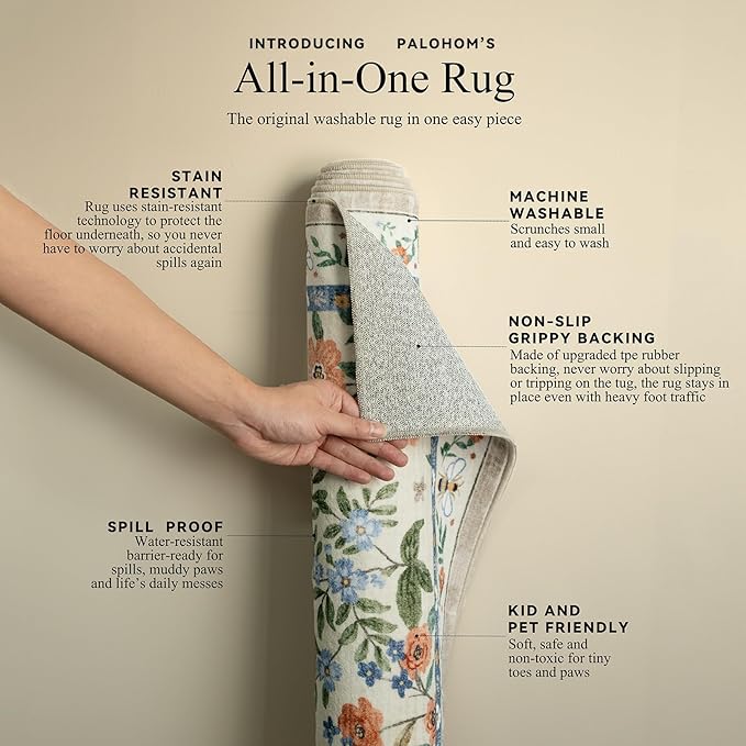 Machine Washable Rugs for Living Room: 6x9 Area Rugs for Bedroom Vintage Stain - Image 4