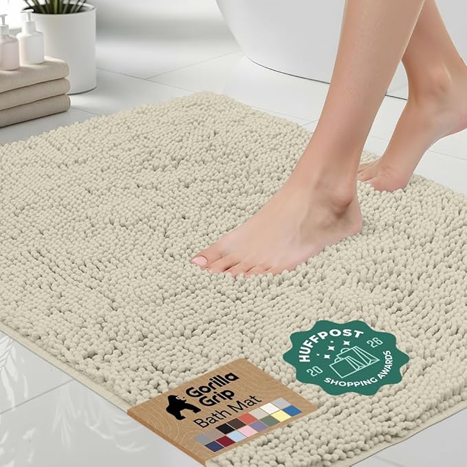GORILLA GRIP Bath Rug Mat 48x24, Thick Absorbent Chenille, Quick Dry Microfiber by Unknown