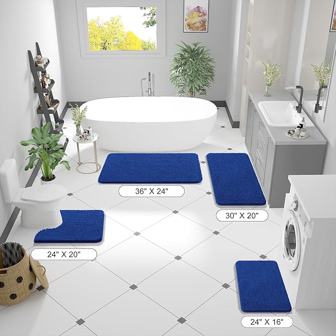 OLANLY Bathroom Runner Rugs 59x20, Soft Absorbent Chenille Bath Rugs, Rubber - Image 2
