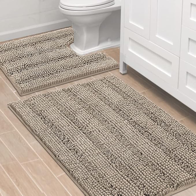 H.VERSAILTEX Bathroom Rugs Bath Rug Set 2 Piece Bathroom Contour Rug Toilet Mat by HVERSAILTEX
