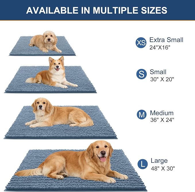 OLANLY Dog Door Mat for Muddy Paws 44x24, Ultra Absorbent Chenille Mud Doormat - Image 2