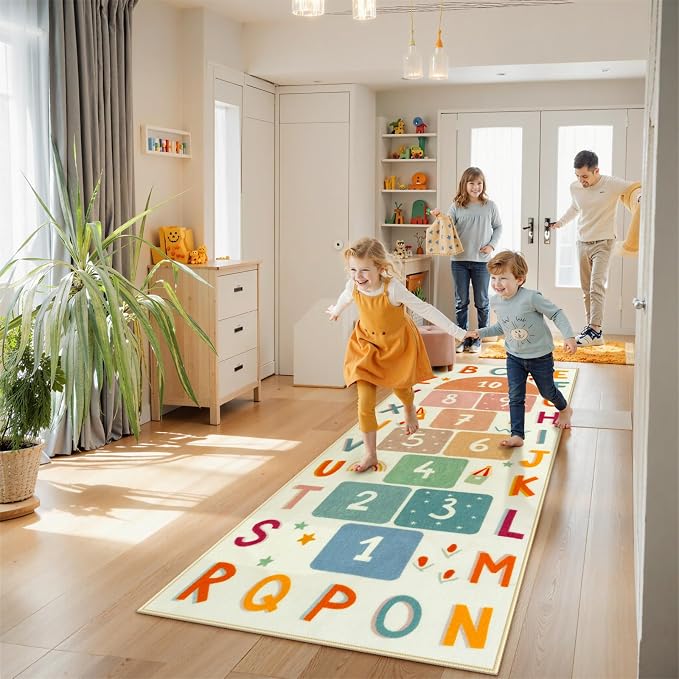 STARUIA Washable Hopscotch Rug for Indoor Playroom, Colorful Educational Kids - Image 8