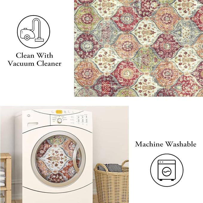 Lahome Moroccan Trellis Washable Round Area Rug, Soft Round Rugs 6ft Ultra-Thin - Image 6