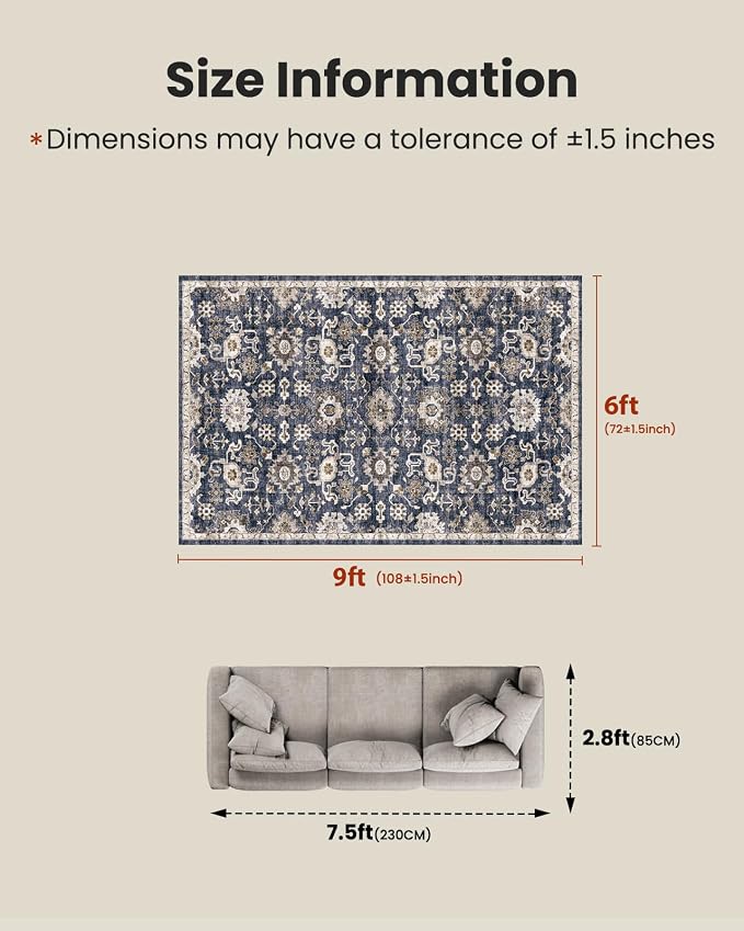 AMADA HOMEFURNISHING 6x9 Area Rugs, Vintage Rugs - Image 2