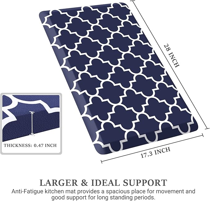 WISELIFE Kitchen Runner Rugs Anti-Fatigue mats, 17.3"x 28", Non Slip Waterproof - Image 2