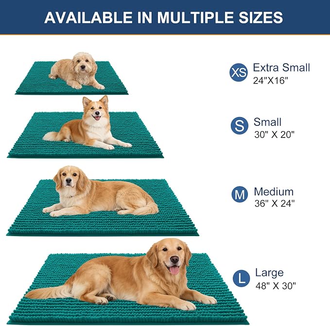 OLANLY Dog Door Mat for Muddy Paws 36x24, Ultra Absorbent Chenille Mud Doormat - Image 2