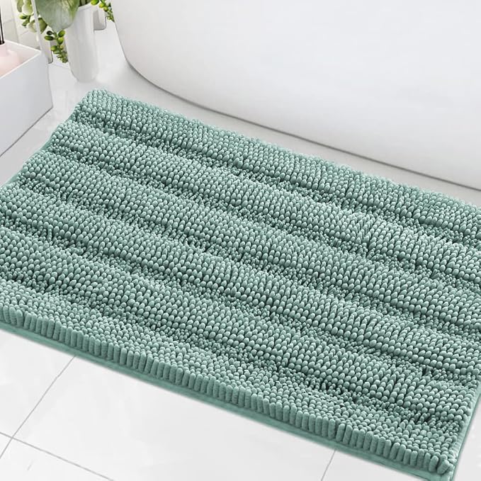H.VERSAILTEX Bath Mats for Bathroom Non Slip Extra Thick Chenille Striped Bath by HVERSAILTEX