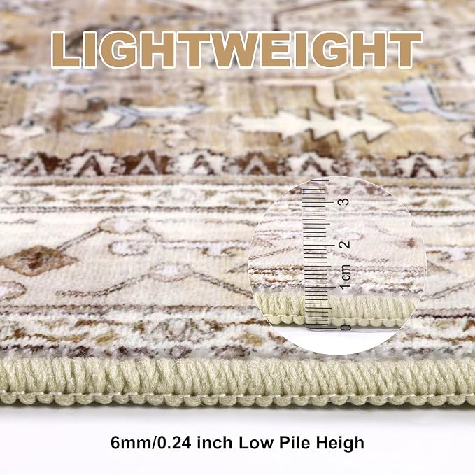 Yamaziot Area Rug 5x7, Non-Slip Washable Boho Vintage Living Room Bedroom Rug - Image 5