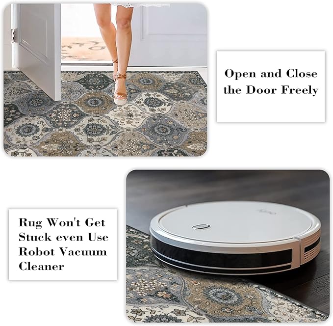 Lahome Moroccan Trellis Kitchen Runner Rug, 2x5 Washable Runners - Image 4
