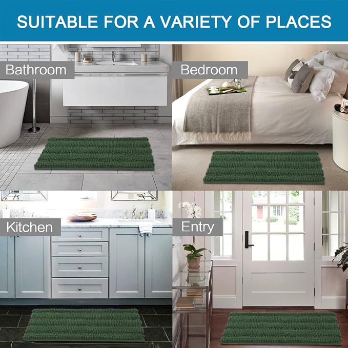 H.VERSAILTEX Bath Rugs for Bathroom Non Slip Bath Mats Extra Thick Chenille - Image 6