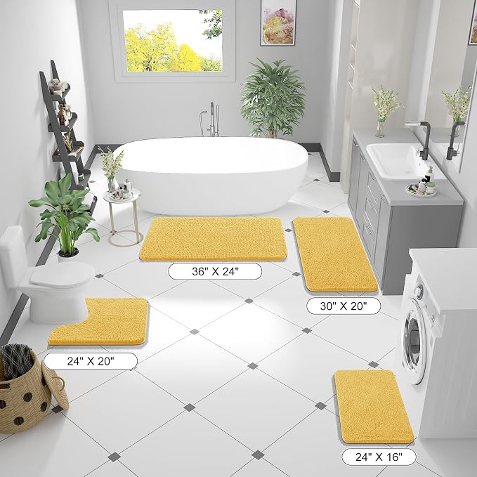 OLANLY Bathroom Runner Rugs 44x24, Extra Soft Absorbent Chenille Bath Rugs - Image 2