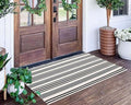 Black and White Striped Outdoor Rug 24'' x 51''Farmhouse Front Porch Rug by BUAGETUP