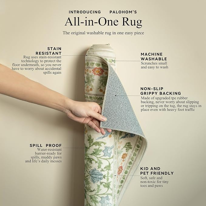 Washable Area Rugs for Living Room: 6x9 Bedroom Rug Stain Resistant Non Slip - Image 4